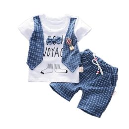 Shorts New Summer Children Boys Girl Cotton Clothes Kids Bowknot Tshirt Shorts 2pcs/sets Toddler Fashion Clothing Sets Baby Tracksuits