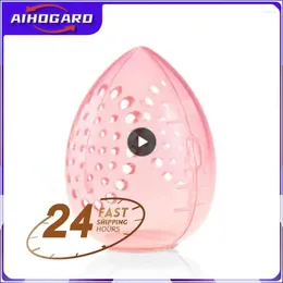 Storage Boxes Empty Transparent Puffs Drying Box Case Portable Sponge Stand Cosmetic Egg Shaped Rack Makeup Puff Holder