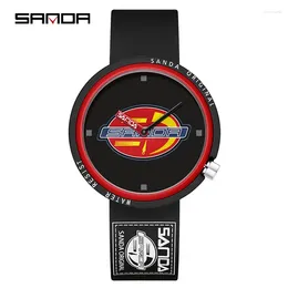 Wristwatches Sanda Quartz Watch Student Silicone Tape Electronic Trendy Waterproof Outdoor Sports Cool Fashion Minimalist