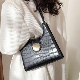 Bag Vintage Crocodile Pattern PU Leather Armpit Shoulder Bags For Women Solid Colour Designer Handbags Ladies Casual Messenger