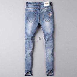 Designer maschi da uomo ricami jeans jean slim piccolo elastico elastico pantaloni casual moda