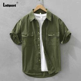 Men's Casual Shirts Korean Minimalist Basic Blouse Men Vintage Tunic Wear 2024 Harajuku Fashion Tops Pocket Shirt Blusas Hommes