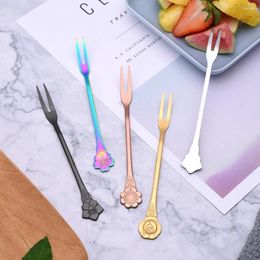 Forks Flowers Handle Mini Ice Cream Stainless Steel Cake Gift Fruit Flatware Tableware Kitchen Tools