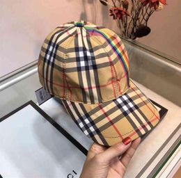 Designer Burbberies Ball Cpas New England Plaid rainbow men039s women039s universal baseball cap Plaid versatile four season4117634