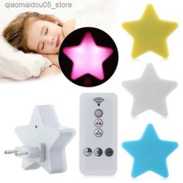 Lamps Shades Mini cartoon star night light remote control sensor controls bedside wall light kindergarten childrens bedroom night light Q240416