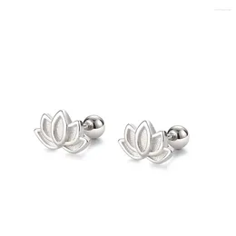 Stud Earrings Authentic 999 Sterling Silver Earring Fresh Lotus Turnbuckles For Women Girl Wedding Party Jewellery Gift