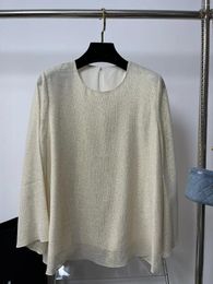 Women's T Shirts Top Fine Glitter Gold Silk Embellishment Casual Fashion 2024 Summer 0409