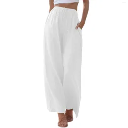 Women's Pants Women High Waisted Wide Leg Fashion Drawstring Elastic Trousers Comfy Straight Beach Party Casual Palazzo