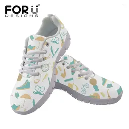 Casual Shoes FORUDESIGNS Spring Leisure Sneakers For Ladies Barber Pattern Flats Lace Up Women's Comfortable Air Mesh Footwear Zapatos