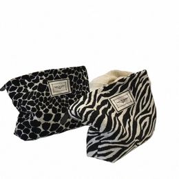 large Women Leopard Cosmetic Bag Canvas Waterproof Zipper Make Up Bag Travel Wing Makeup Organiser Beauty Case B6tP#