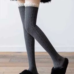 Sexy Socks 1Pair Thigh High Socks Girls Stockings Lace Winter Warm Socks Women Sexy Stocking Medias Pantyhose Stockings Knee High Socks 240416