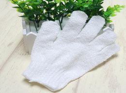 New White Nylon Body Cleaning Shower Gloves Exfoliating Bath Glove Five Fingers Bath Bathroom Gloves Home Supplies WX94362766092