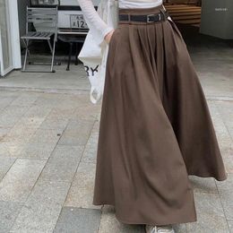 Skirts TFETTERS Brand Retro Suit Pleated Skirt Women Autumn 2024 High Waist Slim Big Pendulum Long For