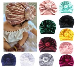 Baby Boy Girl Gold Velvet Doughnut Multicolor Thermal Hat Newborn Toddler Kids Turban Beanie Cap Headwear9946147