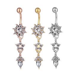 Navel Bell Button Rings Yyjff D0684-2 3 Colours Nice Styles Clear Colour Belly Ring Piercing Body Jewlery 1.6X11X5/8 Drop Delivery Jewel Otqdo