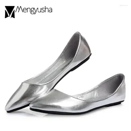 Casual Shoes Silver/gold Pointy Toe Slip On Flats Ballet Women Shallow Mouth Loafers Trendy Patent Leather Moccasins Femme Over Size 43