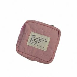 cosmetic Bags for Women Cute Fr Plaid Travel Makeup Organiser Bag Portable Sanitary Napkin Lipstick Bag Small Cosmetic Case Q6j0#