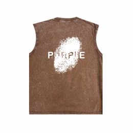 2024 purple vest trend brand tank tops mens designer t shirt ZJBPUR038 39 42 Graffiti thread ball to make old printed vest letter print sizeS-XXL