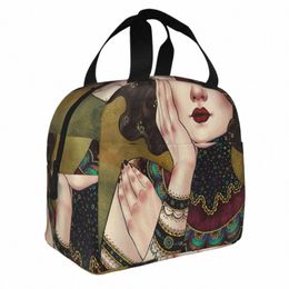 klimt Muses Insulated Lunch Bag High Capacity Gustav Klimt Freyas Art Lunch Ctainer Thermal Bag Tote Lunch Box College Outdoor B0Ov#