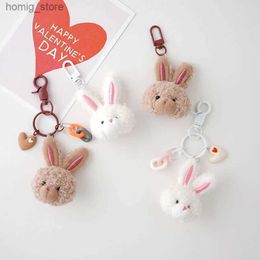 Plush Keychains Cute Rabbit Key Chain Cartoon Doll Key Ring Student Bag Pendant Plush Rabbit Car Key Chain Mobile Phone Charm Small Gift Y240415