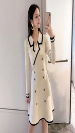 Luxury Winter Coat Double Breasted Blazer Dress Woman Spring Warm Knitted Dress Office Business Lady Slim Bodycon Trench Style Dre6111248