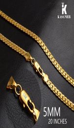 Men Sideways Link Chain Necklaces 5mm Width 18K Gold 20inch Neck Chain Curb Snake Necklaces New Wedding Fashion Jewelry Accesories6887936