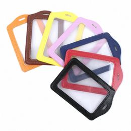 pu Leather ID Badge Case Clear and Colour Border Lanyard Holes Bank Credit Card Holders ID Badge Holders Accories DropShip 27uR#