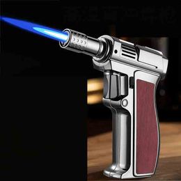 Latest Metal Refillable Butane Torch Lighter Windproof Jet Flames Kitchen Brulee Micro Lighters BBQ Tools Accessories No Gas 3 Colours