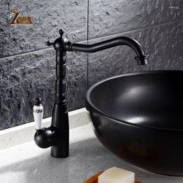 Bathroom Sink Faucets Black Basin Faucet And Cold Mixer Tap Oil Rubbed Finished Single Handle Water