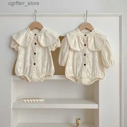 Rompers Spring Summer Baby Girl Clothes Lace Collar Infant Romper Cotton Baby Jumpsuit 0-24M L410