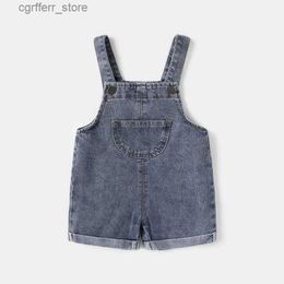 Rompers Summer Cool Denim Blue Children Baby Boys Girls Clothes Overalls Roll Hem Design Kids Baby shorts Jumpsuits L410