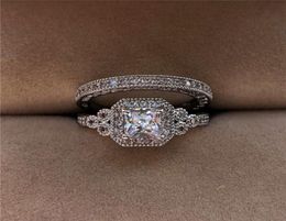 Luxury White Zircon Stone Ring Set New Fashion 925 Silver Engagement Ring Vintage Wedding Rings For Women Bridal Sets6040898