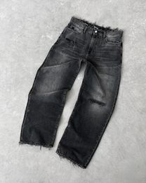 Men's Jeans Harajuku GrungeY2K Style Light-colored Women's Oversized Pockets Korean Street Retro Simple Denim Wide-leg Pants
