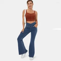 Women's Jeans 2024 The Latest High Elastic Flare Pants Big Size Fabric Yoga Sports
