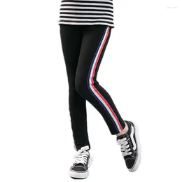 Trousers Autumn Children Side Strips Leggings For Girl Candy Colour Fitness Pencil Pants Student Stretch Casual Outwear Sports Clothing