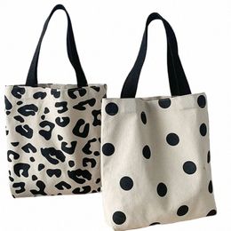 2023 Fi Harajuku Solid Colour Canvas Small Shopper Bag Women's Bag Black Large Capacity Polka Dots Shoulder Bag E3yG#