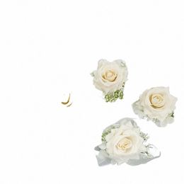 wedding Boutniere Silk Roses Corsage Pins Wrist Frs Wedding Bridesmaids Artificial Frs Bracelet Marriage Accories J1TS#