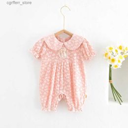 Rompers 22010 Baby Girl Clothes 2024 Summer New Girls Jumpsuit Sweet Wind Thin One Piece Clothes Cute Doll Collar Climbing Clothes. L410