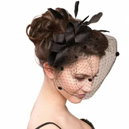 bridal Net Birdcage Face Veils Wedding Party Feather Vintage Bridal Fascinators Hair Accories Brides Blusher Vieil Headpiece h0cR#