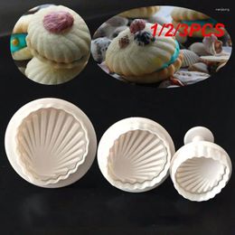 Baking Moulds 1/2/3PCS Shell Shape Plastic Fondant Cake Molds Wedding Cookies Plunger Cutter Chocolate Biscuit Kitchen Decorating Tools