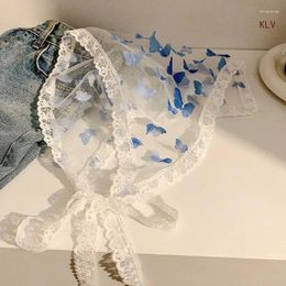 Scarves Girl Butterfly Bandana Elegant Headscarf Creative Hair Scarf Headwear Gifts Warm Lace Head Wrap