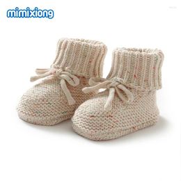 First Walkers Born Boys & Girls Indoor Floor Socks Shoes Fashion Bowknot Knit Infant Pure Colour Booties 0-18m Children Footwear