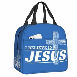 i Believe In Jesus Christ Lunch Bag Thermal Cooler Insulated Bento Box Children for Women Work School Food Picnic Tote Bags u64H#