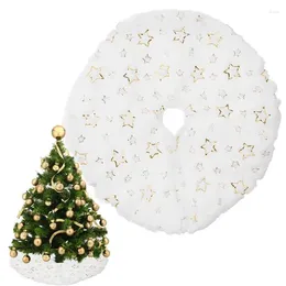 Christmas Decorations White Tree Skirt Soft Plush Mat With Golden Or Silver Pentagram/Snowflake Pattern Patterns