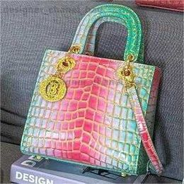 Shoulder Bags Stone patterned bag gradually changing Colour crocodile patterned single shoulder crossbody bag fashionable and shaped handbag T240416