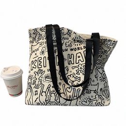 women's Large Capacity Niche Cute Korean Style Canvas Tote Bag College Students One Shoulder Portable School Hand Bags for Women z5pe#