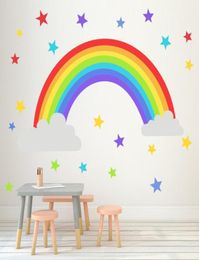 Retail Kids Cute Rainbow Star wall stickers home decor Art wall sticker Children waterproof Decal Wallpaper girls Bedroom Decorati1114632