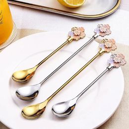 Spoons Creative Sakua 304 Stainless Steel Dessert Cocktail Coffee Mixing Stirring Long Small Tea Spoon Teaspoon Coffeeware