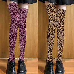 Sexy Socks Sexy Leopard Print WomenThigh Thigh Socks Fashion Charming Cosplay Stretch Knee Stockings Halloween Gift Explosive Stockings 240416