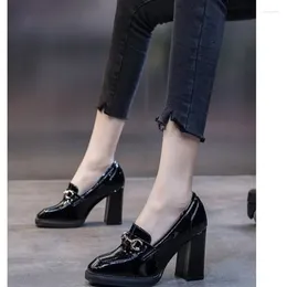 Dress Shoes 2024 Spring And Autumn Fashion Sexy Comfortable Square Toe Solid Colour Metal Banquet Women's High Heels Women